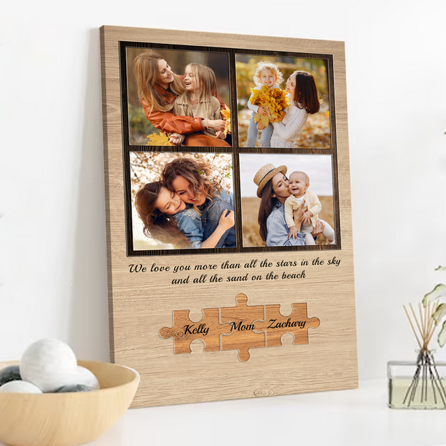 Custom Photo Collage, Customizable Name And Text Canvas Wall Art
