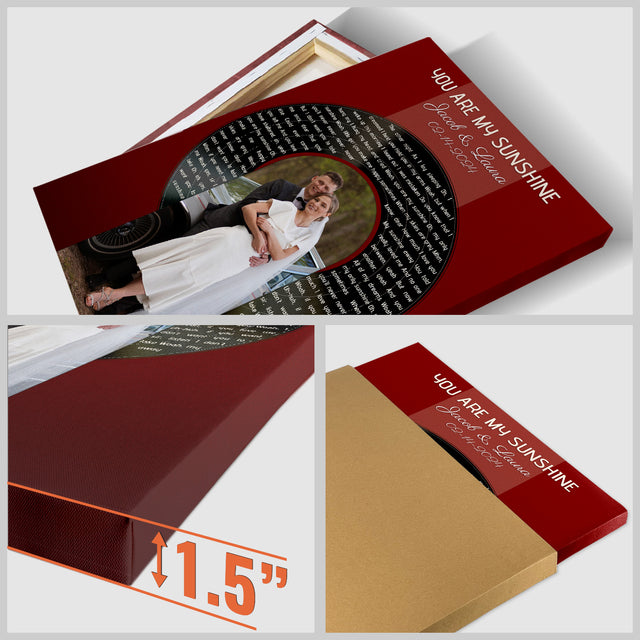 Custom Photo Song Lyrics Vintage Maroon Canvas Print