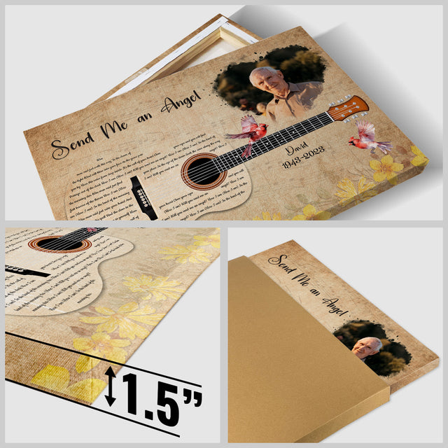 Personalized Memorial Canvas with Guitar & Cardinal, Music On Canvas