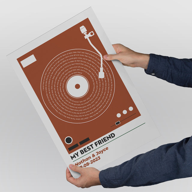 Vinyl Record Song Lyrics, Customize Song & Name Framed Art Print