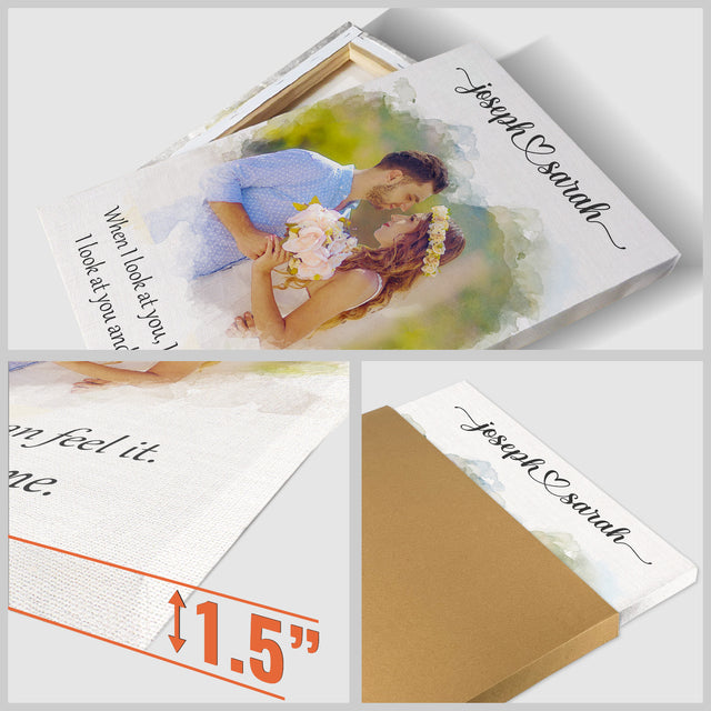 Custom Heart-Shaped Photo Canvas with Watercolor Effect