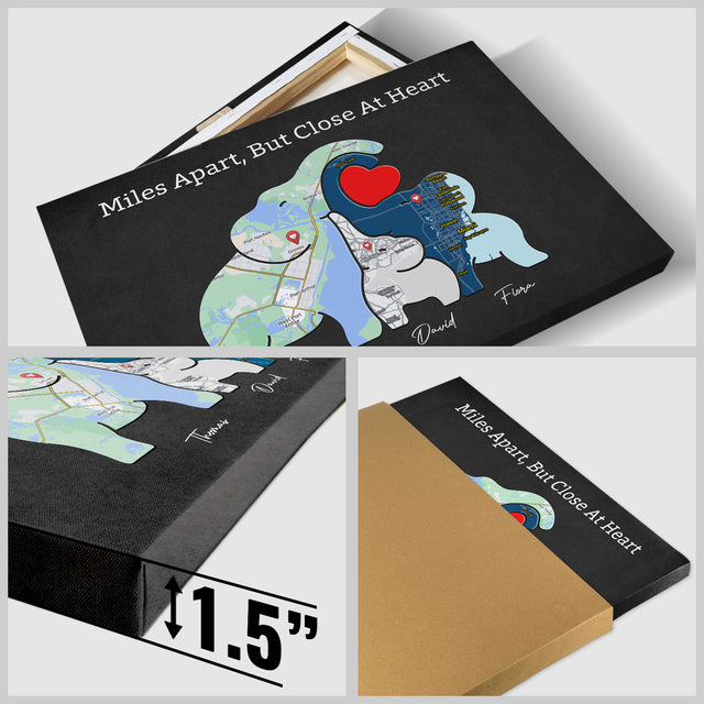 Family Map Print Canvas, Elephant Family Puzzle Style