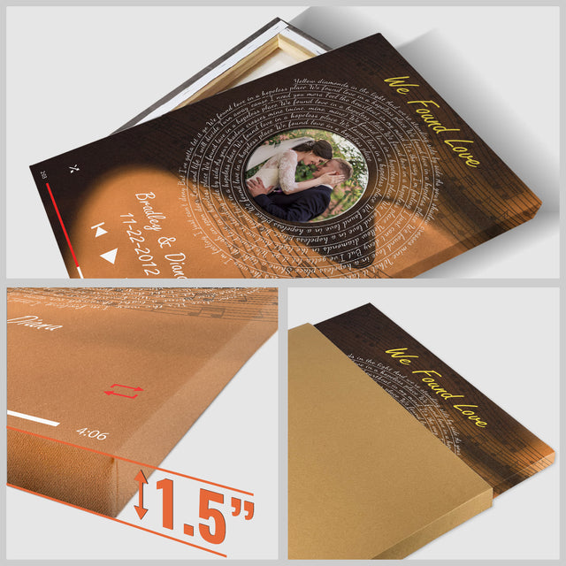 Custom Song Lyrics, Upload Photo, Customizable Text, Vinyl Record Canvas Wall Art