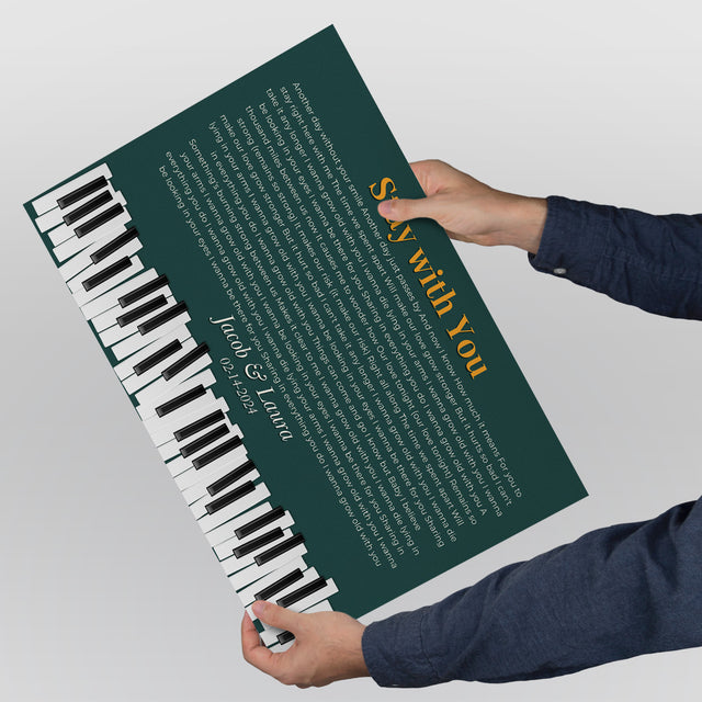 Custom Song Lyrics & Name, Vintage Green Piano Design Framed Art Print