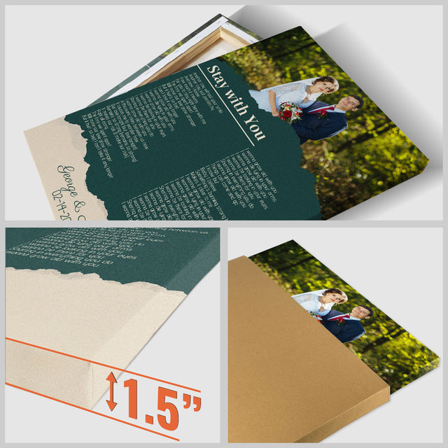 Custom Photo Song Lyrics Name Date Vintage Green Canvas Print