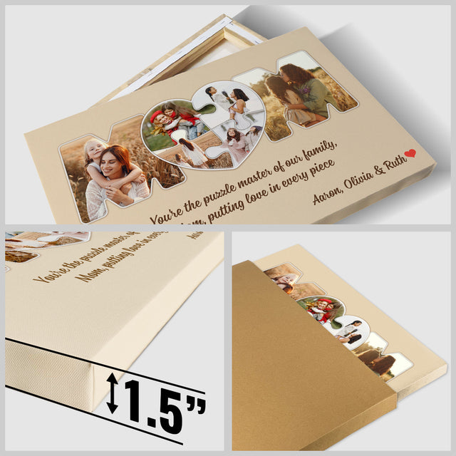 Personalized MOM Puzzle Photo Collage Canvas Wall Art