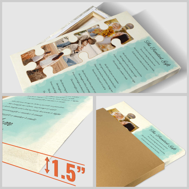 Custom Mom Puzzle Piece Photo Song Lyrics Canvas Print