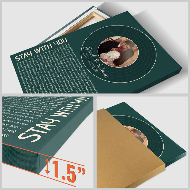 Custom Forest Green Vinyl Record & Photo Canvas