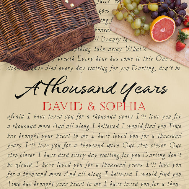 Personalized Song Lyric Picnic Blanket