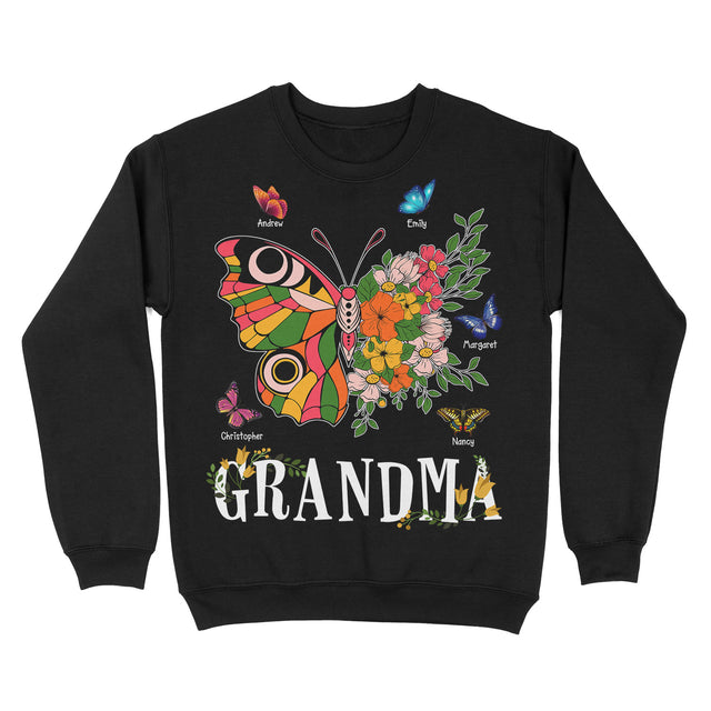 Custom Colorful Floral Butterfly Grandma Design Shirt