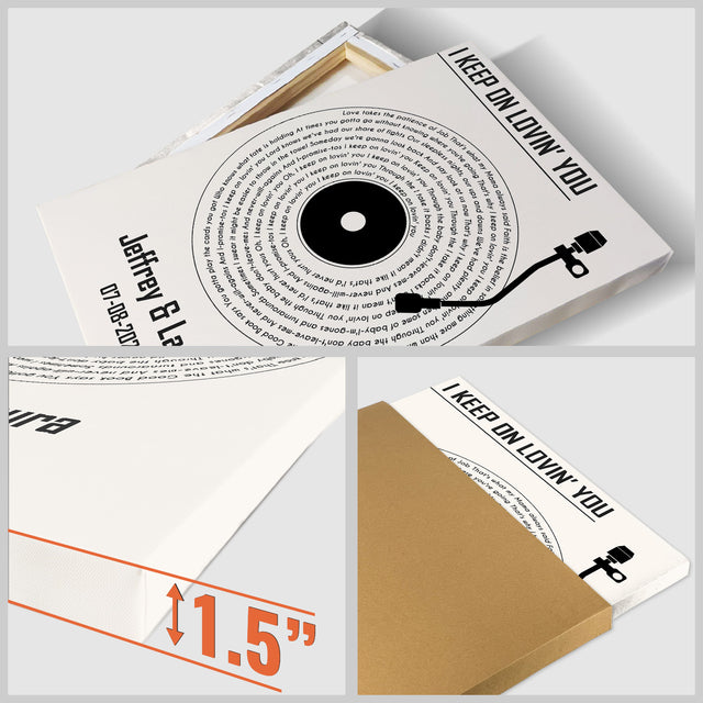 Custom Song Lyrics Vinyl Record White Canvas Print