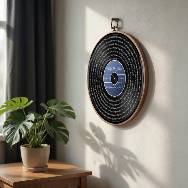 Personalized Song Lyrics Vinyl Record - Framed Round Wall Art - KARL02
