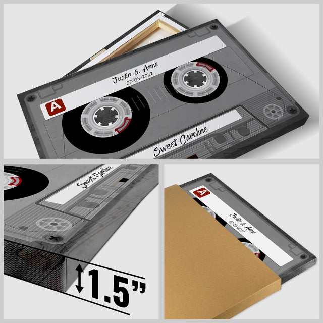 Custom Song Title, Customizable Name And Date, Cassette Tape Canvas Wall Art