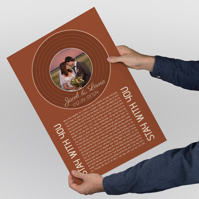 Rusty Orange Framed Art Print, Custom Song Lyrics Name & Date