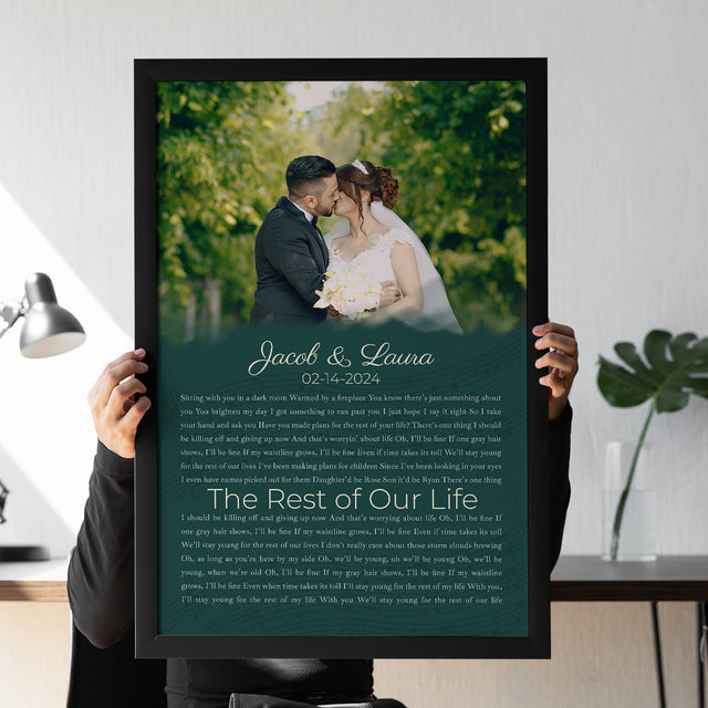 Half Song Lyrics Green Framed Art Print, Custom Song Lyrics Name Date