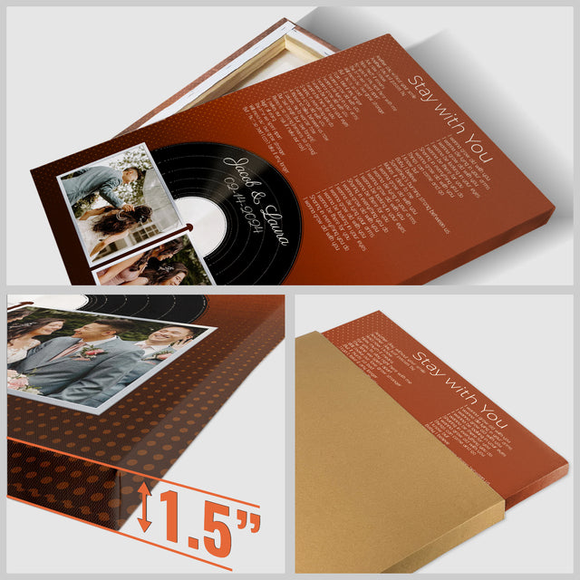 Personalized 2-Photo Song Lyrics Vintage Orange Canvas Print