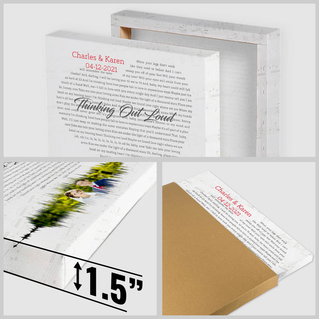 Custom Song Lyrics And Text, Heart Art , Upload Photo, Canvas Wall Art