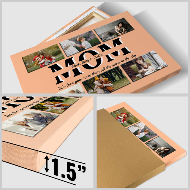 Mom Photo Collage Canvas Print With Text Custom 6 Pictures
