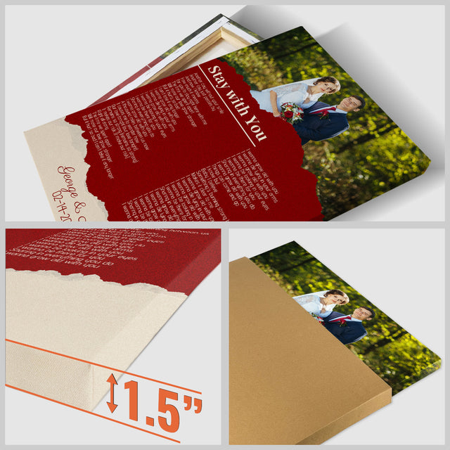 Custom Photo Song Lyrics Name Date Vintage Maroon Canvas Print