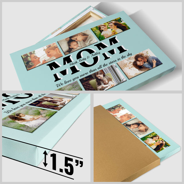 Mom Photo Collage Canvas Print With Text Custom 6 Pictures