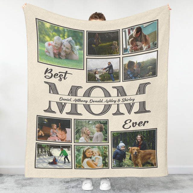 Personalized Photo Blanket for Mom - Best Mom Ever Picture Blanket