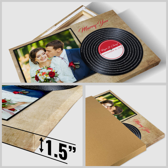 Custom Song Lyrics, Upload Photo, Vinyl Record, Canvas Wall Art