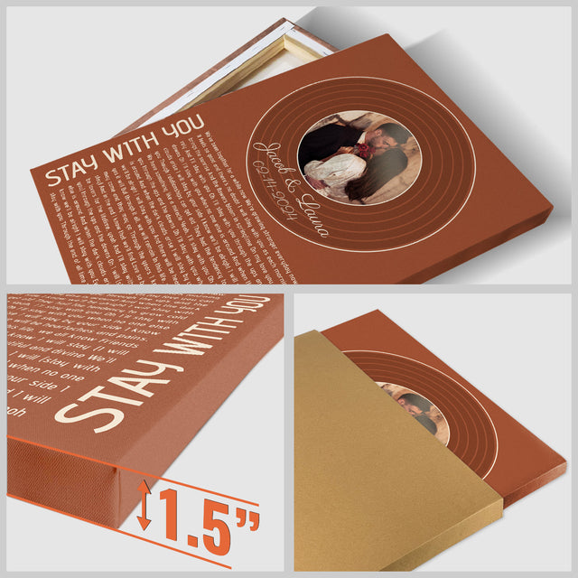 Orange Rusty Vinyl Record Canvas, Song Lyrics On Canvas Wall Art