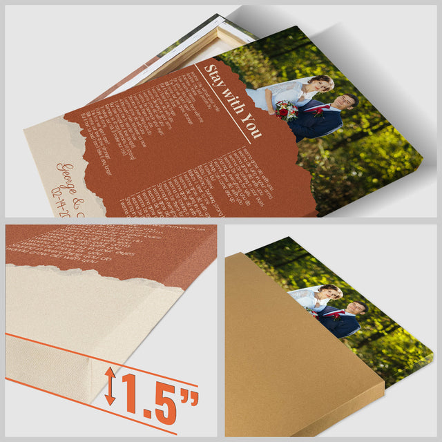 Custom Photo Song Lyrics Name Date Vintage Orange Canvas Print