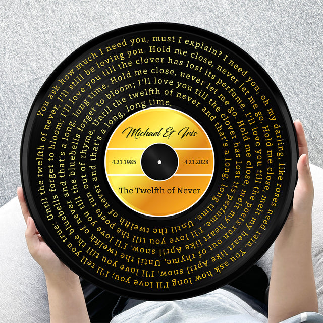 Custom Song Lyrics, Yellow Vinyl Record, Customizable Song Name And Text Round Wood Sign