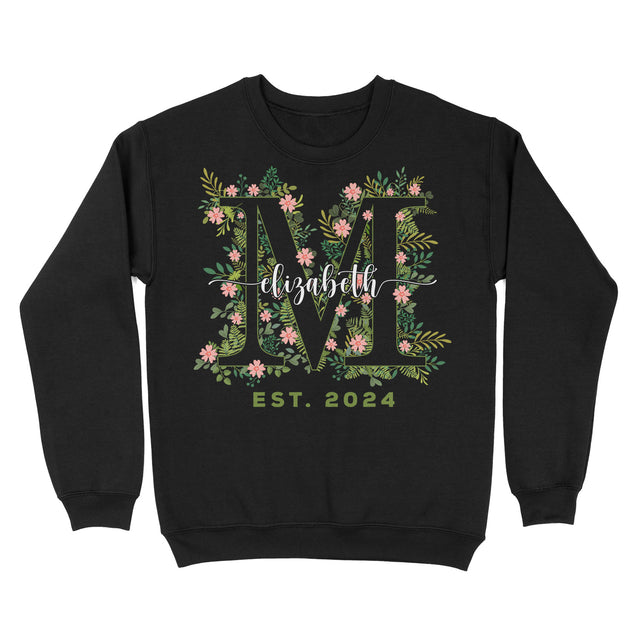 Personalized Floral 'M' Shirt Custom Mama Name