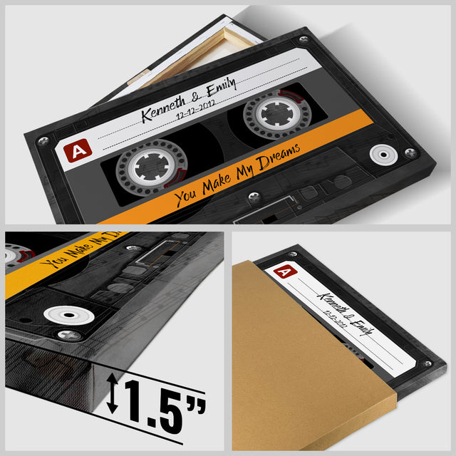 Custom Song Name, Customizable Name And Date Cassette Tape Canvas Wall Art
