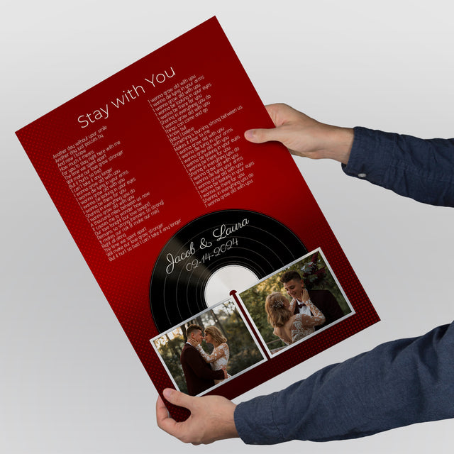 Personalized Retro Maroon Vinyl Record Framed Art Print