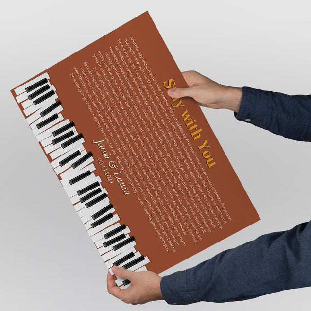 Custom Song Lyrics & Name, Vintage Orange Piano Design Framed Art Print