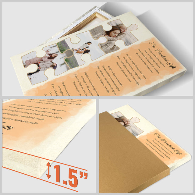 Custom Mom Puzzle Piece Photo Song Lyrics Canvas Print