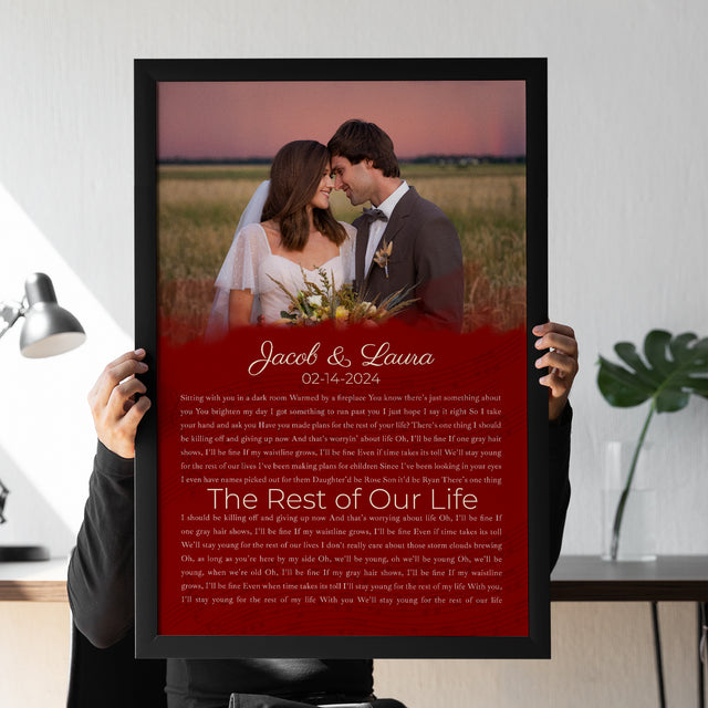 Half Song Lyrics Maroon Framed Art Print, Custom Song Lyrics Name Date