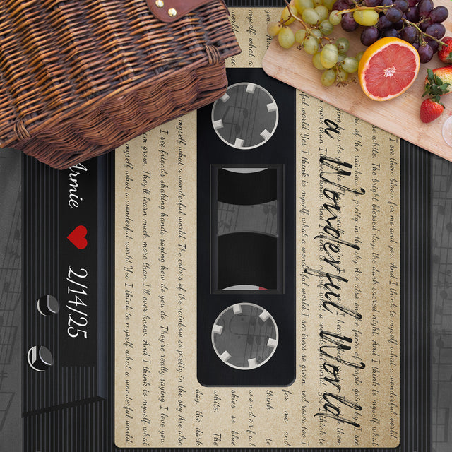 Custom Cassette Song Lyric Picnic Blanket