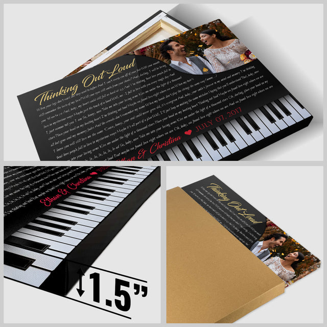 Custom Song Lyrics, Customizable Text And Upload Photo, Piano Art, Canvas Wall Art