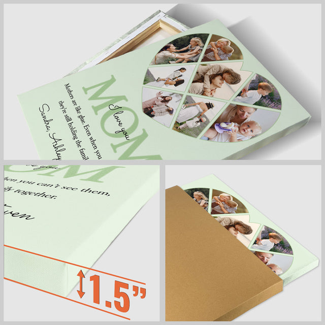 Personalized Mom Heart-Shaped Photo Collage Custom 8 Pictures