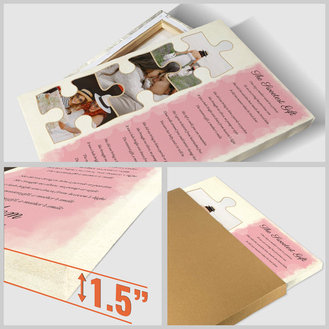 Custom Mom Puzzle Piece Photo Song Lyrics Canvas Print