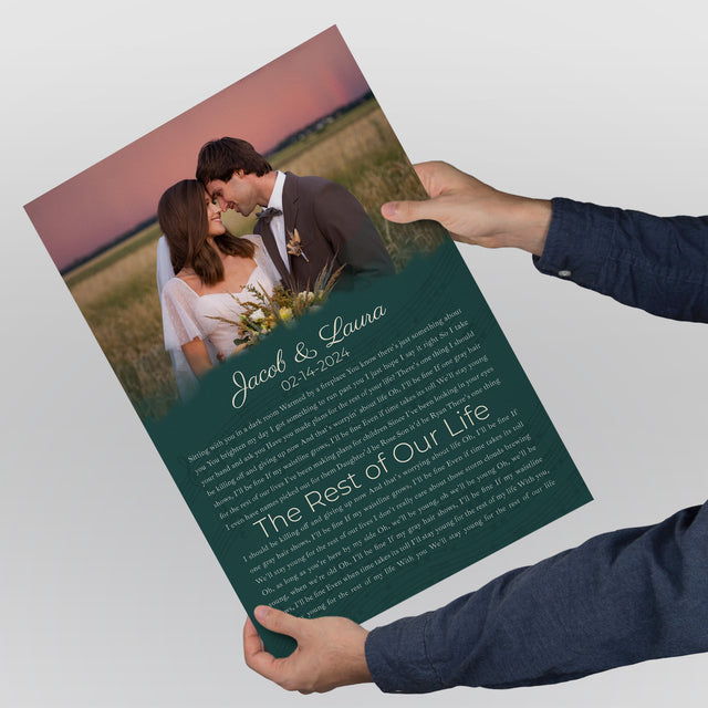 Half Song Lyrics Green Framed Art Print, Custom Song Lyrics Name Date