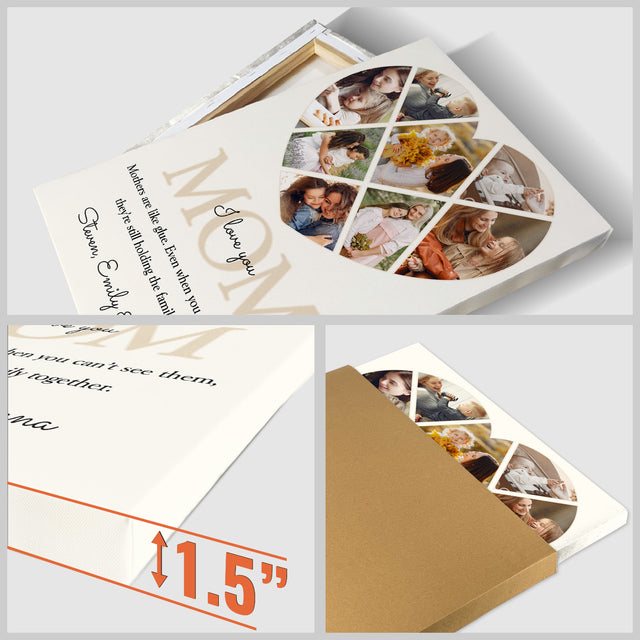 Personalized Mom Heart-Shaped Photo Collage Custom 8 Pictures
