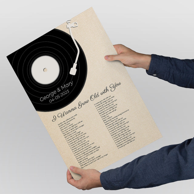 Sandy Vinyl Record Pastel Framed Art Print, Custom Song Lyrics & Name