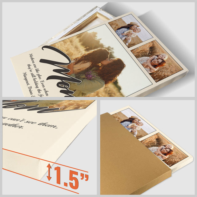 Personalized Mom Text & Photo Collage Canvas Custom 3 Pictures