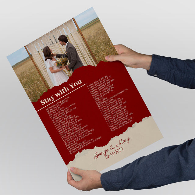 Maroon Framed Art Print, Custom Song Lyrics Name Date