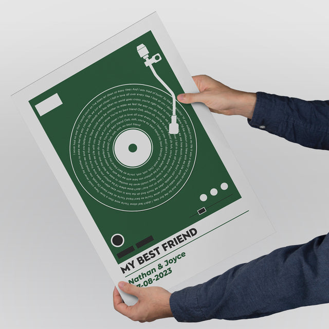 Personalized Vinyl Record Lyrics Framed Art Print, Custom Song & Name