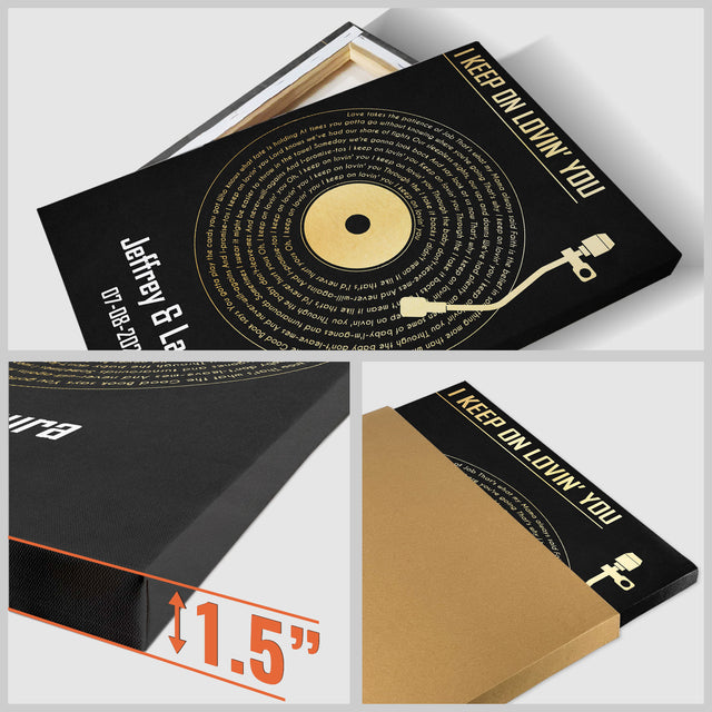 Custom Song Lyrics Vinyl Record Black Canvas Print