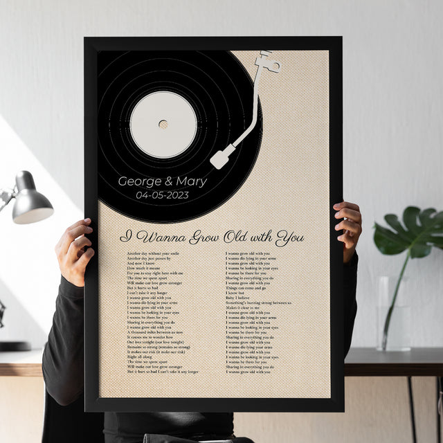 Sandy Vinyl Record Pastel Framed Art Print, Custom Song Lyrics & Name