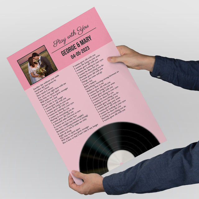 Tickled Pink Framed Art Print, Personalized Song Lyrics & Photo