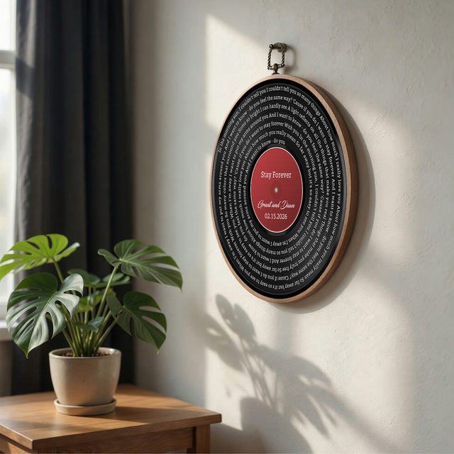 Personalized Song Lyrics Vinyl Record - Framed Round Wall Art - KARL01