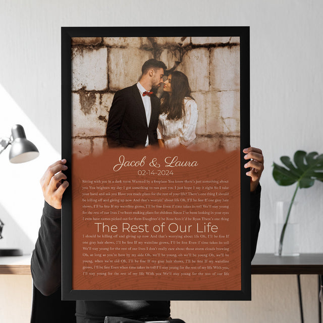 Half Song Lyrics Orange Framed Art Print, Custom Song Lyrics Name Date